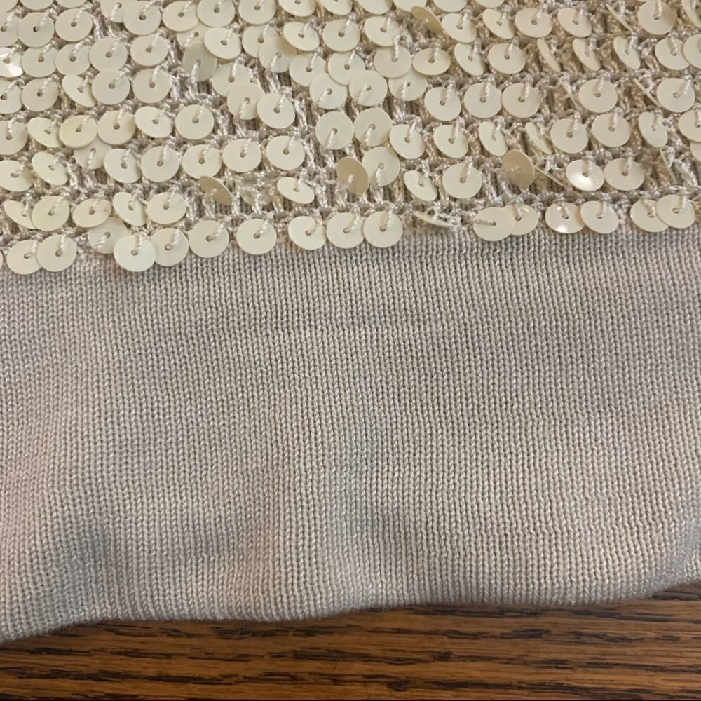 ShuShu Cream Ivory Sequin Paillette Silk Tank Top 75% Silk Knit Size Small - Picture 15 of 16